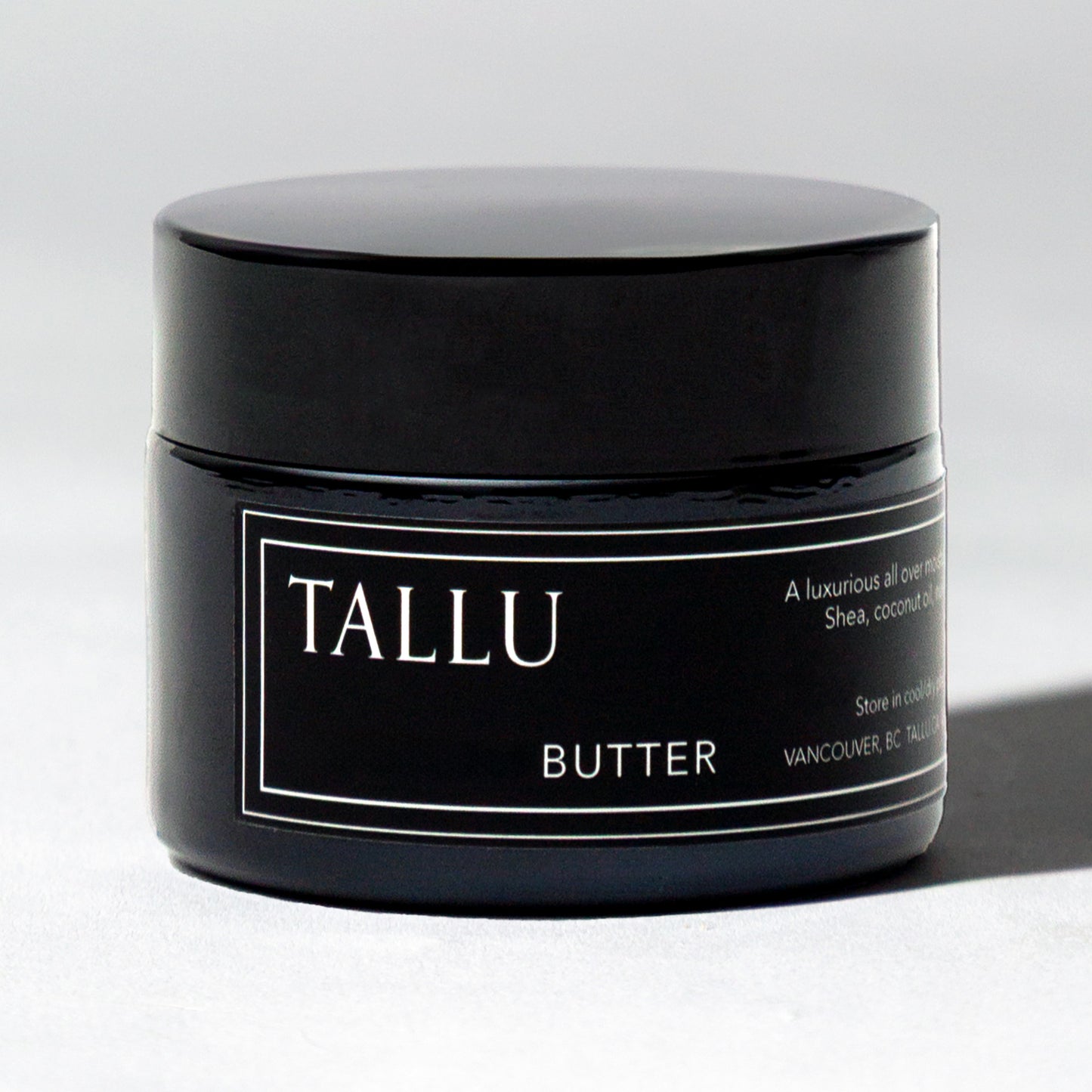 Front view of Tallu Luxury Body Butter, a rich and hydrating whipped moisturizer.